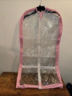 Clear PVC Garment Bag with Pink Trim